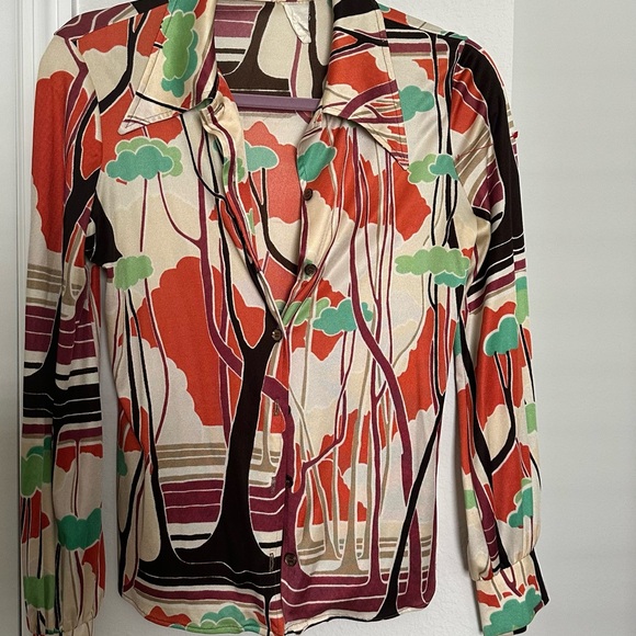 Button up long sleeve forest blouse - Picture 2 of 4